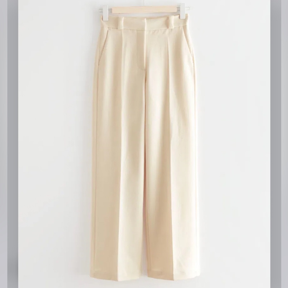 & Other Stories - Wide Leg Press-Crease Trousers in Cream - US 10